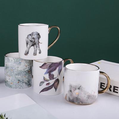 China Viable Wholesale Customized Animal Ceramic Mug Novelty Elephant Decals Ceramic Mug For Hotel Cafe Home for sale