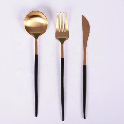 China Wholesale Disposable Spoon Fork 304 Stainless Steel Gold Luxury Cutlery Set For Hotel Restaurant Home Wedding for sale