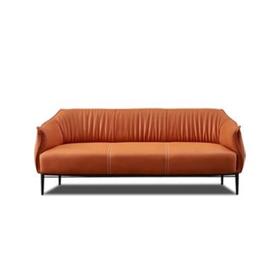 China Cooling Orange Simple Style Office And Living Room Loveseats Three Seat Wide Sofa for sale