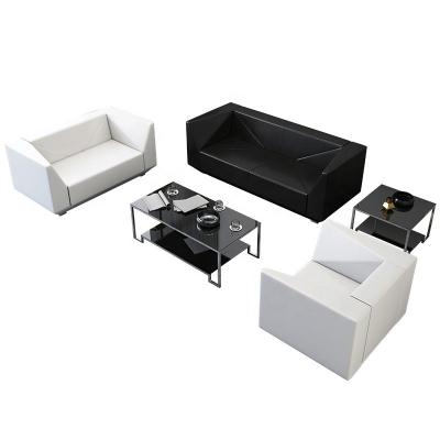 China Modular Cheap White And Black Leather Chairs And Single / Sectional Reception Sofa Set On Sale for sale