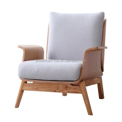 China (Size) Nordic Adjustable Single Sofa Chairs With Balcony Single Lounger Fabric Living Room Armchair Solid Wood Back Chair for sale