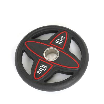 China Durable Weightlifting Barbell Urethane Surface Coating TPU Grip Weight Bumper Plates for sale