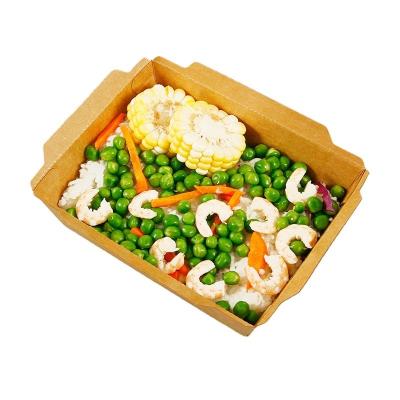 China Chinese Kraft Paper Tray Food Takeaway Boxes Lunch Packaging Containers for sale