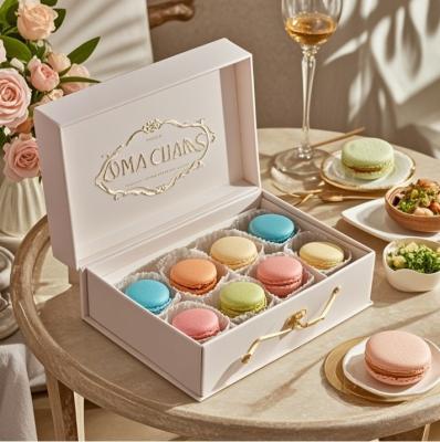 China Magnetic Kraft Paper Gift Bakery Packaging Boxes For Macaron Doughnut for sale