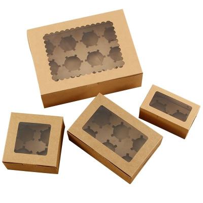 China OEM Kraft Paper Paper Cupcake Pastry Cake Box Packing With Window for sale