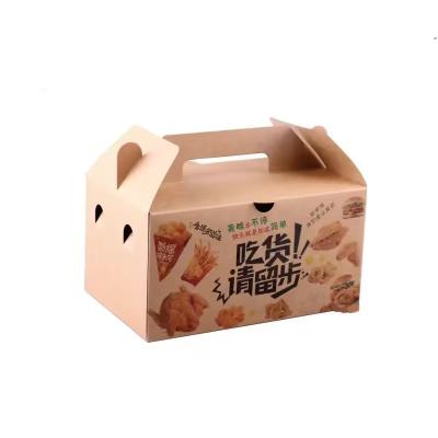 China Foldable Kraft Paper Fried Chicken Boxes Disposable Food Packaging Containers for sale