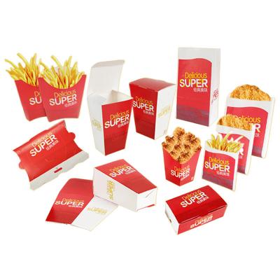 China Paperboard Food Package French Fries Boxes Takeaway Disposable Containers for sale