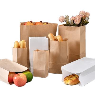 China Grease Proof Brown Kraft Paper Food Packaging Bags Bread Pastry Bulk Paper Sacks for sale