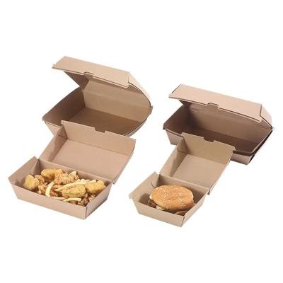 China OEM Food Kraft Paper Cardboard Hamburger Boxes Takeaway Packing for sale