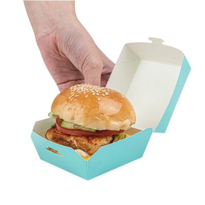 China Food Packaging Disposable Kraft Paper Burger Box Burger Food Box Customized Packaging Burger Box for sale