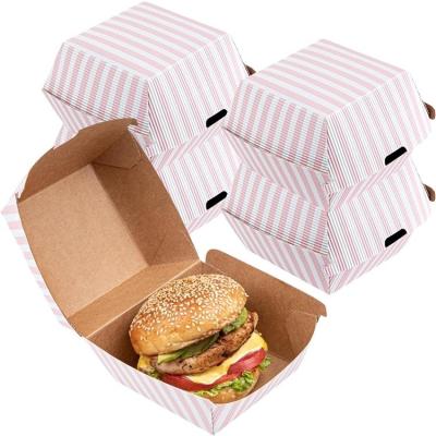 China Disposable Burger Box Food White Cardboard Kraft Paper Fast Food Customized Food Grade Packaging for sale