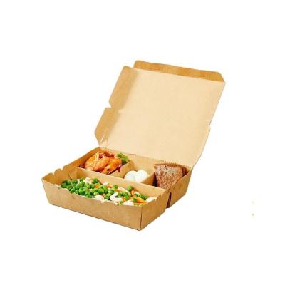 China Biodegradable Cowhide Paper Food Takeaway Boxes Containers Salad Divider for sale