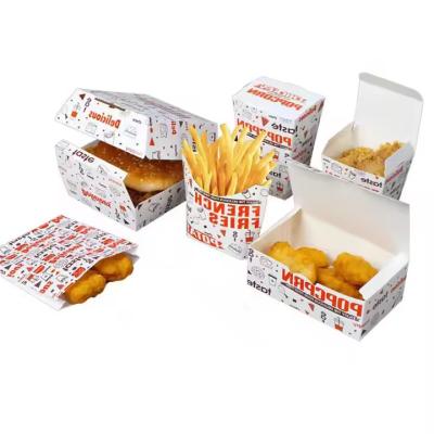 China Custom Printed Fast Food Boxes  Takeaway Burger Hot Dog & Fry Packaging  Food-Grade Oil-Resistant Paper Containers for sale