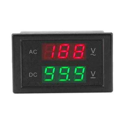 China Digital AC DC Voltmeter AC 130-250V Volt Meter DC 0-600V Volt Tester Panel Dual AC DC Voltage Monitor and LED Display Meter 68*38mm for sale