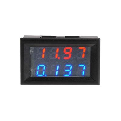 China 4 Digits Volt Ampere Meter DC 0-200V 10A VA Multimeter Tester Current Digital 2in1 Voltmeter Ammeter Red Blue LED Display 45.5mm*26mm for sale