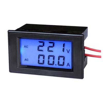 China AC 200-450V 100A Digital AC Voltmeter Dual Panel Meter Voltage Amp Current Monitor 110V 220V LCD Display 68*38mm for sale