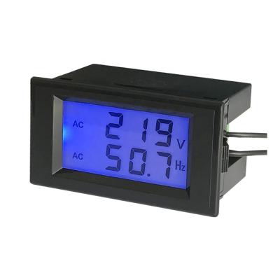 China Digital Hertz/HZ Dual 45.0Hz-65.0Hz AC Voltmeter Panel Meter AC 80-300V 110V 220V Frequency Meter LCD Display 2 In 1 Monitor 76x39mm for sale