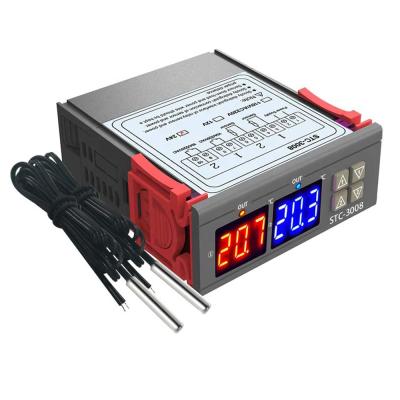 China STC-3008 12V 220V Dual Relay Output Standing Station Incubator Thermostat Temperature Controller Two Relay Output Digital Cooling 10A for sale