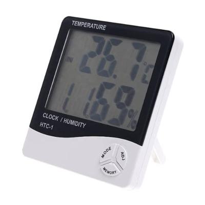 China Temperature/Humidity Display HTC-1 Temperature Thermohygrometer Simple Large Screen Household Electronic Thermohygrometer With Alarm Clock for sale