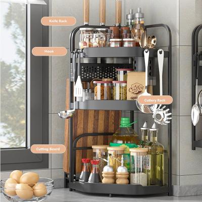 China Viable Stainless Steel Kitchen Tripod Storage Rack Condiment Storage Rack Knife Storage Rack for sale