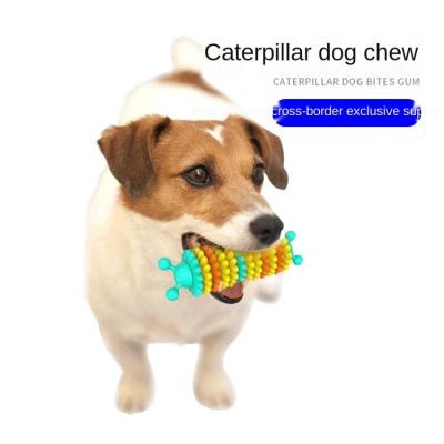 China 2021 Viable New Style Dog Toys Caterpillar Natural Rubber Pet Supplies Dog Chew Stick Toy Molar Toothbrush for sale