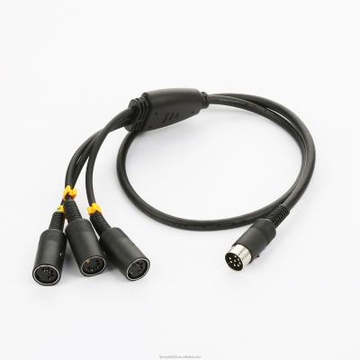 China Other Customized Din Cable Assembly 8P Din Male To 3PCS 5P Din Female Cable for sale