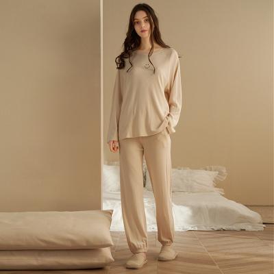 China 2022 QUICK-DRY new autumn and winter waffle ladies pants long-sleeved pajamas set around the neck casual external use wholesale home clothes for sale