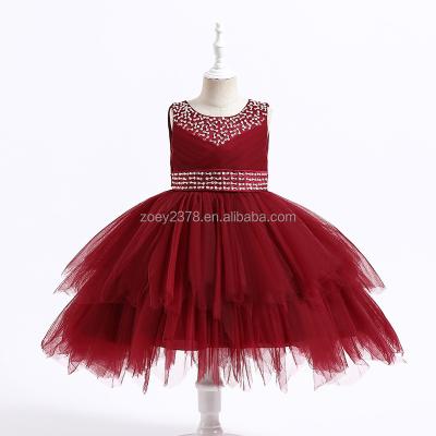 China Anti-wrinkle Girls Wedding Dress Long Fluffy Dress Bowknot Dress for sale