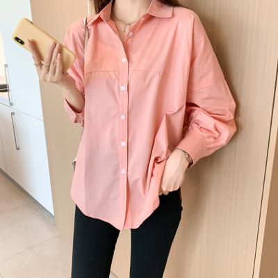 China 2023 Summer New Loose Fake Neck Printing Long Sleeve Anti-pilling Silk Shirt Women's Top Silk Ruffled Shirt for sale