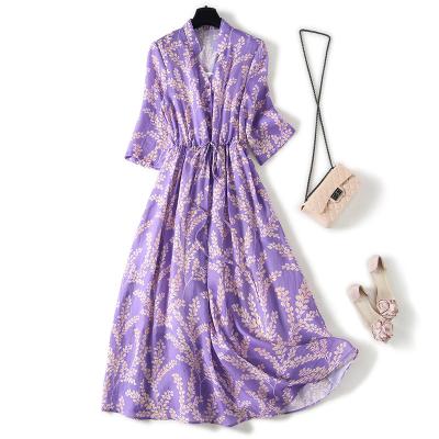 China 2023 Summer New Foreign Trade Spring V-Neckline Mid Waisted Sleeve Anti-Static Dress for sale