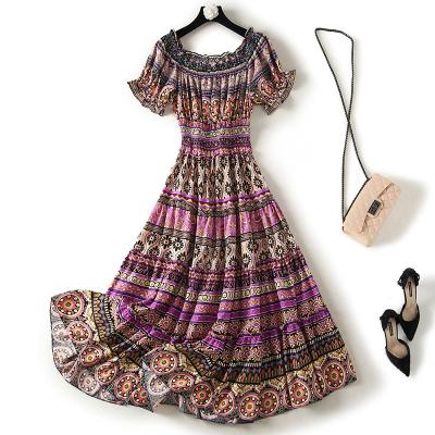 China 23 Spring Anti-Static French Elegant Elegant Floral Round Neck Loose Midlength Slim Pulled Ruffled Dress for sale