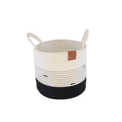 China Sustainable Cotton Rope Storage Basket With Felt Bottom for sale