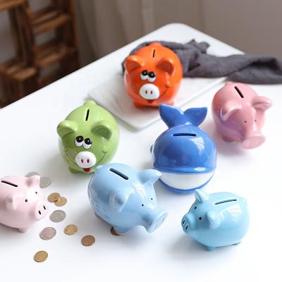 China Novelty Money Saver Home Kid To Cherish Ceramic Pig Piggy Banks Money Bank Coin Bank For Boys Children Girls for sale