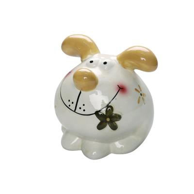 China Home Creative Ceramic Coin Purse Bank Cute Animal Cartoon Dog Shape Piggy Bank Saving Box for sale