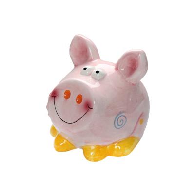 China Personalized Animal Pink Dolomite Ceramic Piggy Bank Home Phone Booth With Pig Shape For Kids Gift for sale