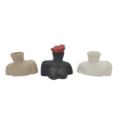 China Europe Luxury Nordic Naked Minimalist Ceramic Female Body Shaped Flower Vase Small For Office Home Decor for sale