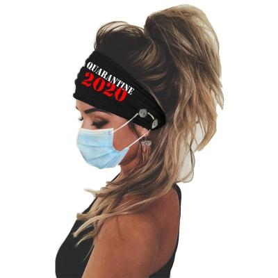 China Polyester Face Support Button Headband For Nurses Women Men Yoga Sports Workout Turban Heawrap For Everyone for sale