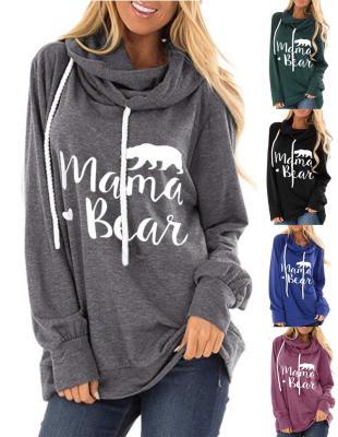 China Fashion Loose Breathable Hoodie Autumn Cotton Sheath Long Casual Hooded Ladies Mom Women Bear Letter Print Pullover Hoodies Sweatshirt for sale