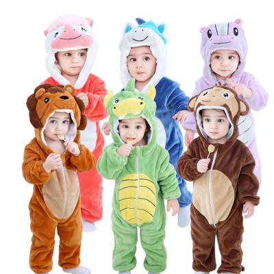 China New Cute Crawling Flannel Cartoon Clothes Pajamas Baby Crawling Plain Clothing for sale