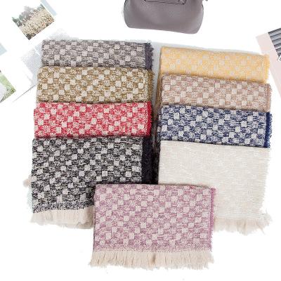 China 2019Latest fashion design fashion plaid tassel cashmere wool women winter poncho warm infinity scarf for sale