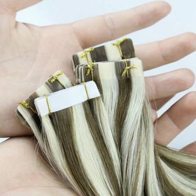 China Wholesale European Blonde High Quality Hair Pulled Silky Straight Double Wave Tape In Hair Extension Natural Remy Ombre Tape In Hair Extensions for sale