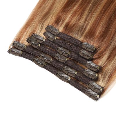 China Silky Straight Wave No Chemical Process Double Drawn Straight Colored 100 Remy Extension Clip-In Human Hair Lace Clip On Hair Extensions for sale