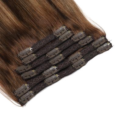 China Factory Price Ombre Silky Straight One Piece Wave Clip In Cuticle Pulled Hair Extension Double Aligned Raw Clip In Hair Extensions for sale