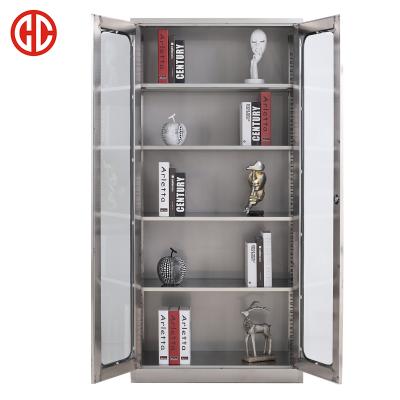 China Glass Door (Other) Office Furniture 201 Adjustable Stainless Steel Cabinet Glass Door Metal Storage Cabinet for sale