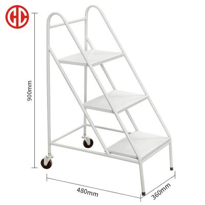 China (Other) home use adjustable white metal bookcase with silent wheel metal bookcase ladder for sale for sale