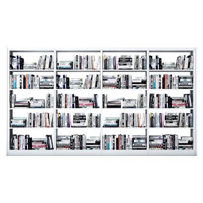 China Luoyang Factory Direct Sale Metal Mall School Bookcase Modern Steel Vertical 4 Rows 5 Tier Shelf Rack for sale