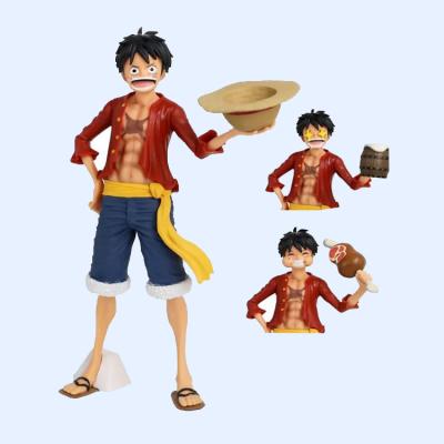 China High Quality 28CM Chicken Drumstick Stars Eyes Combination Change Action Number Of Smiley Luffy Anime One Piece for sale