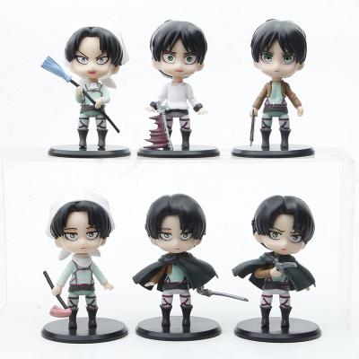 China Modern 6 Pieces 10CM PVC Character Eren Model Attack On Titan Cute Anime Figure Sets Toy for sale