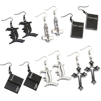 China High Quality Anime Props Cosplay Black Notebook Death Note L Anime Dangle Earring for sale