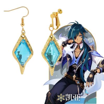 China High Quality Anime Cosplay Knights Kaeya Alberch Venti Game Genshin Blue Impact Crystal Earring for sale